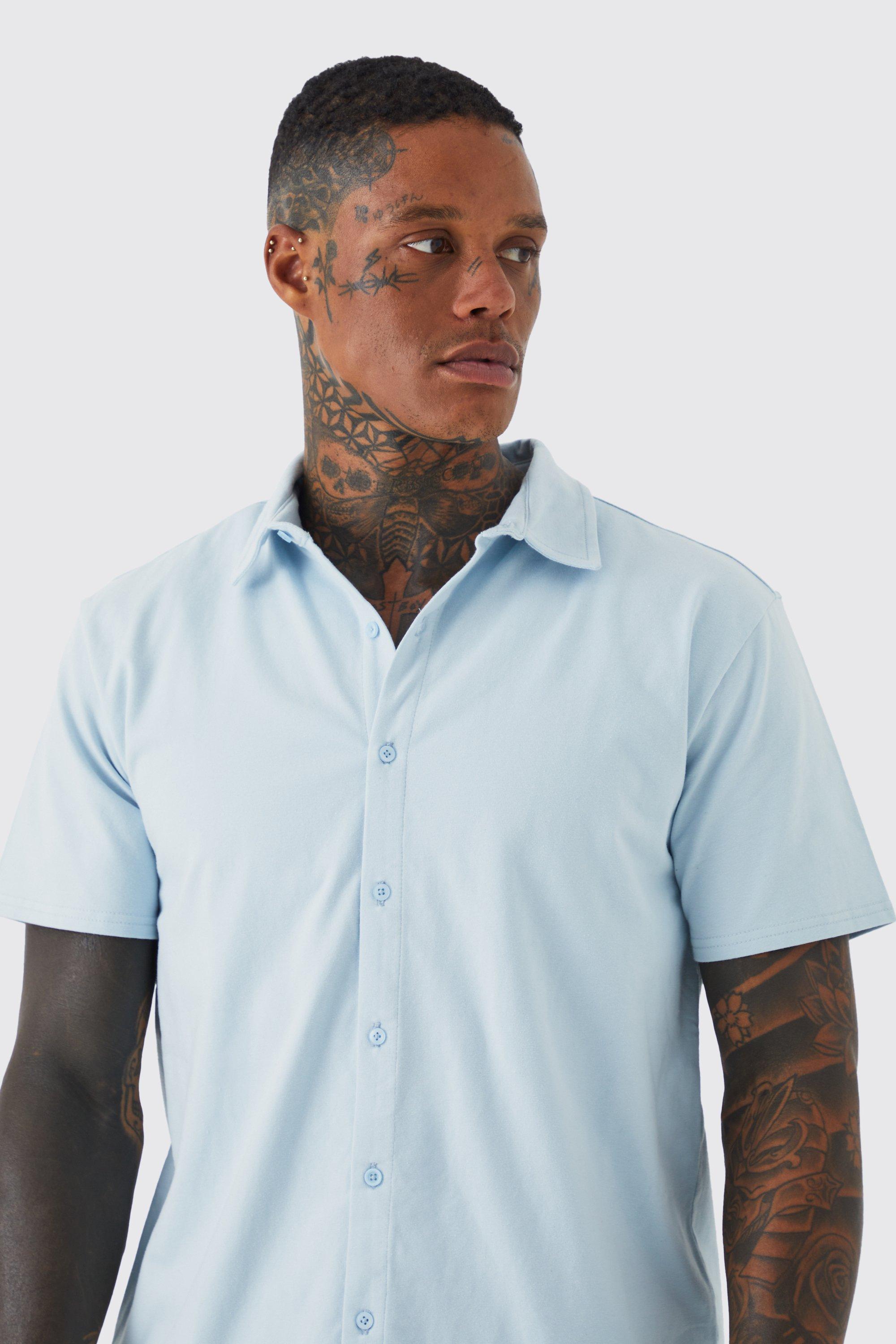 Chemise droite en jersey manches courtes boohoo